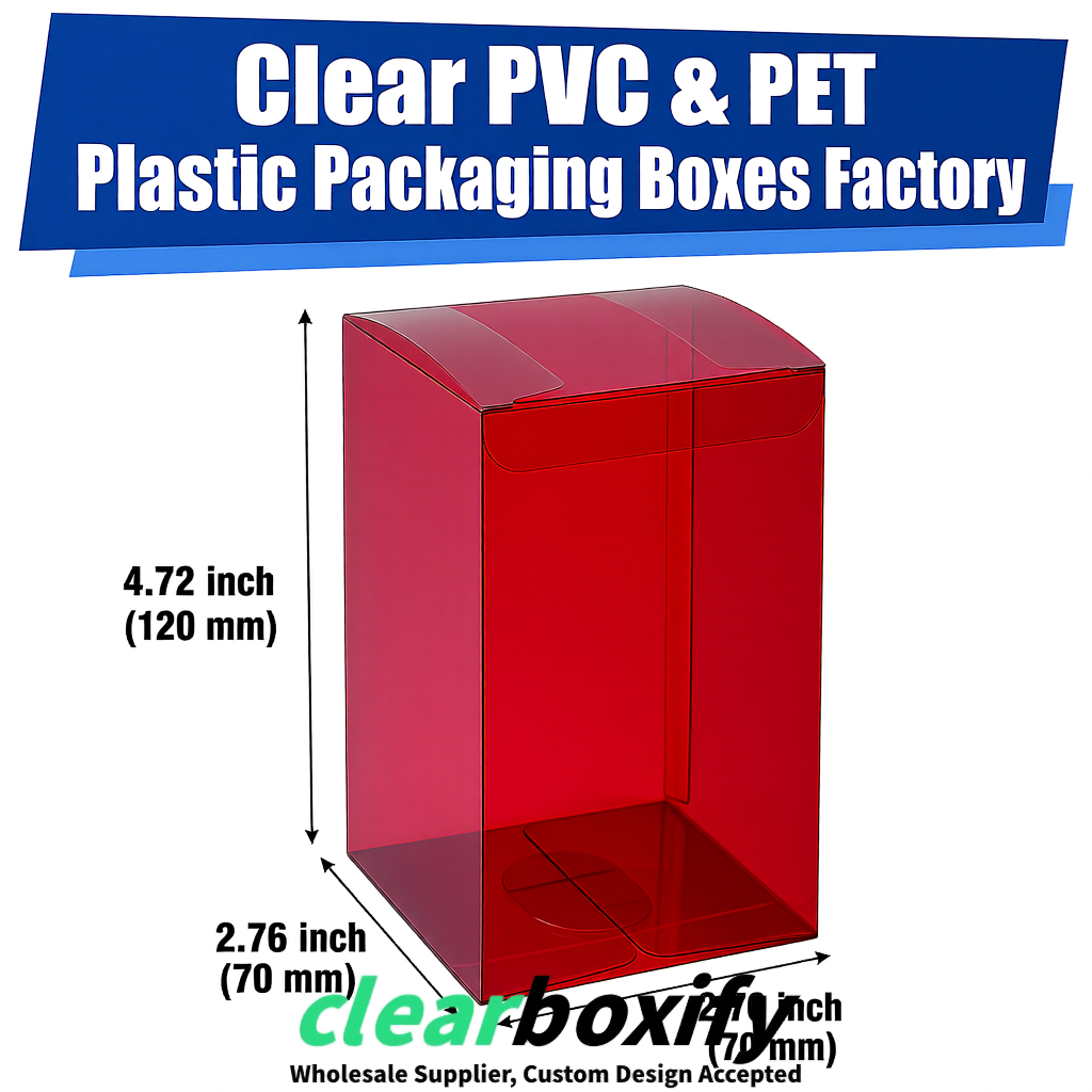 PPWR-Aligned Carmine Translucent PVC & PET Boxes 60x60x180mm 76x76x76mm 70x70x70/100/120mm PPWR-Aligned Carmine Translucent PVC & PET Boxes 60x60x180mm 76x76x76mm 70x70x70/100/120mm