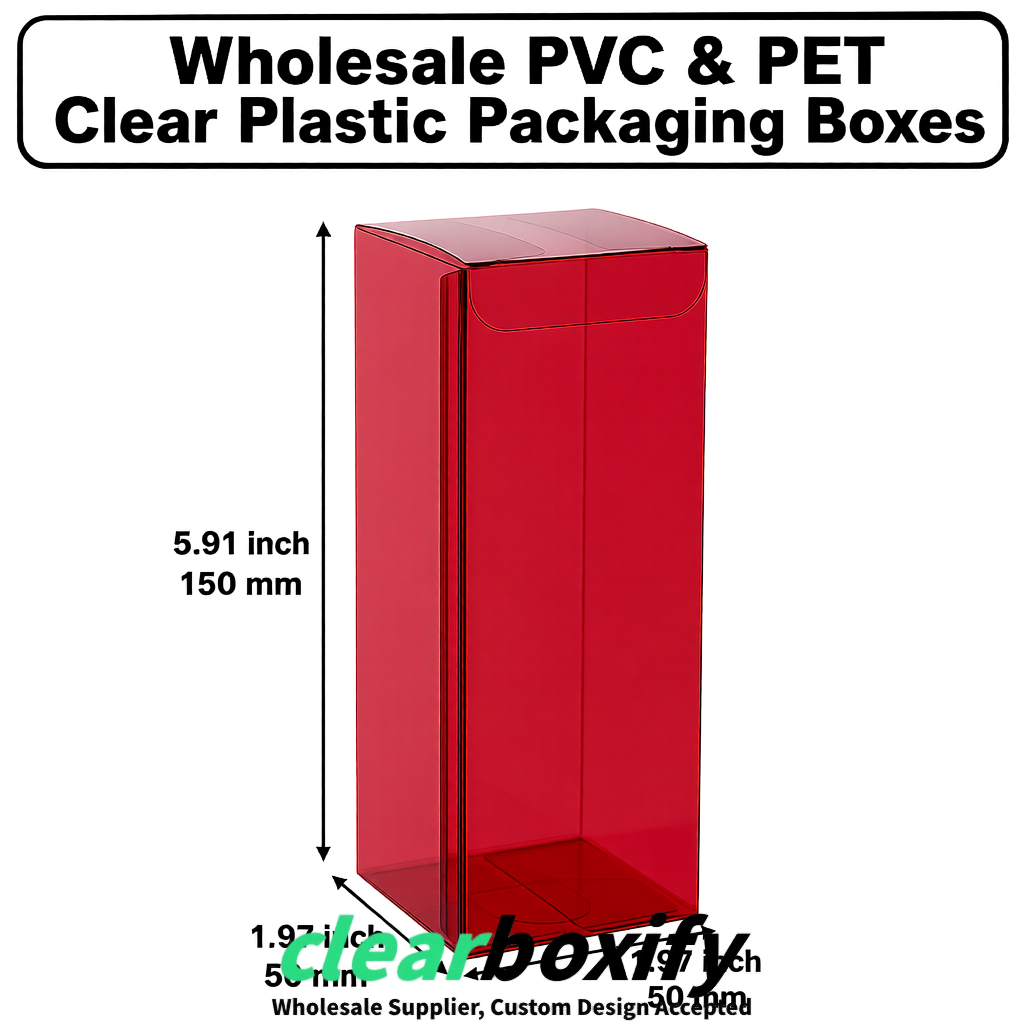 Carmine Wholesale Clear PVC & PET Boxes 50x50x120/150/200mm 60x60x60/120 mm