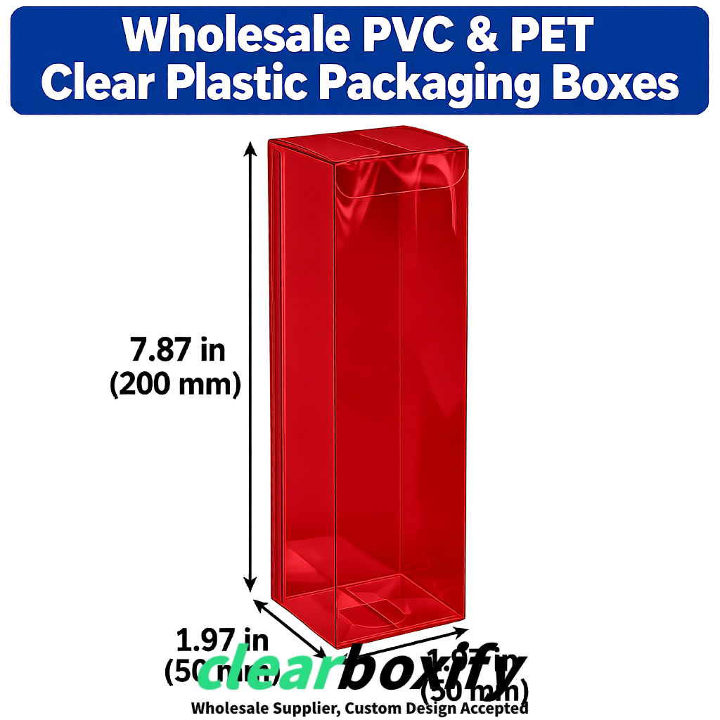 Carmine Wholesale Clear PVC & PET Boxes 50x50x120/150/200mm 60x60x60/120 mm