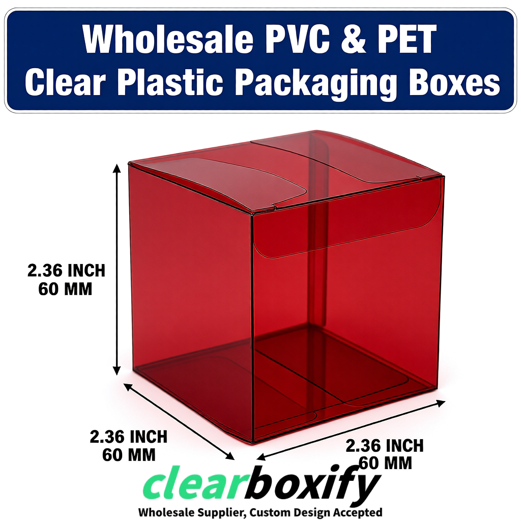 Carmine Wholesale Clear PVC & PET Boxes 50x50x120/150/200mm 60x60x60/120 mm
