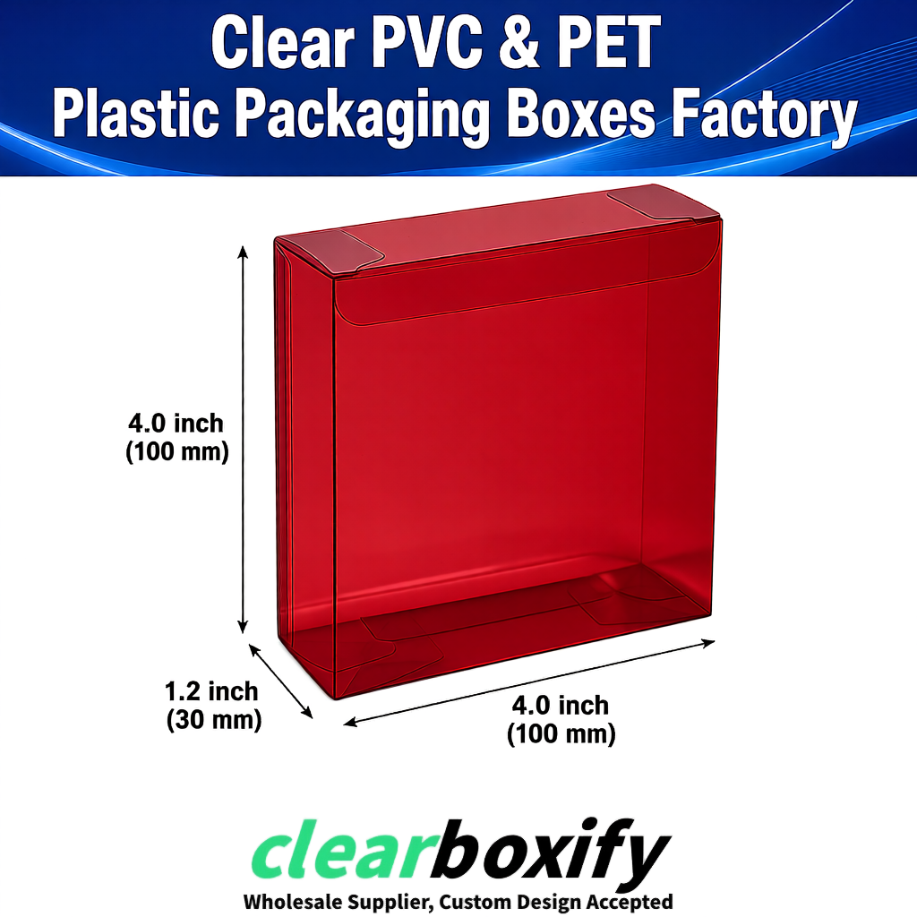 Wholesale Carmine Clear PVC & PET Boxes 90x90x90mm 100x100x30/50/100mm