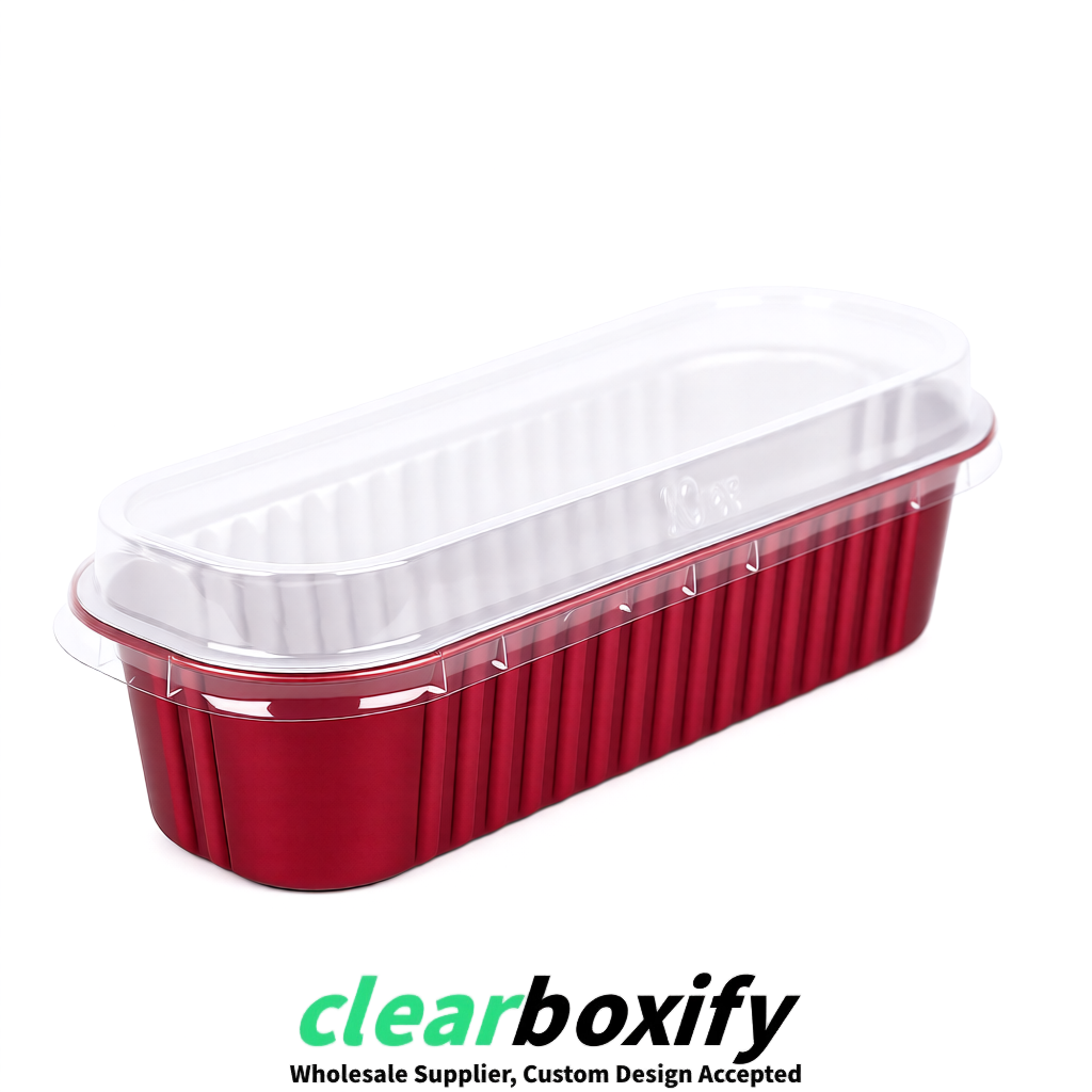 Carmine Mini Loaf Pans with Clear Lids 6.8oz Rectangular Aluminum Foil Baking Pans Supplier