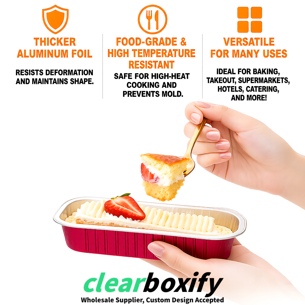 Carmine Mini Loaf Pans with Clear Lids 6.8oz Rectangular Aluminum Foil Baking Pans Supplier