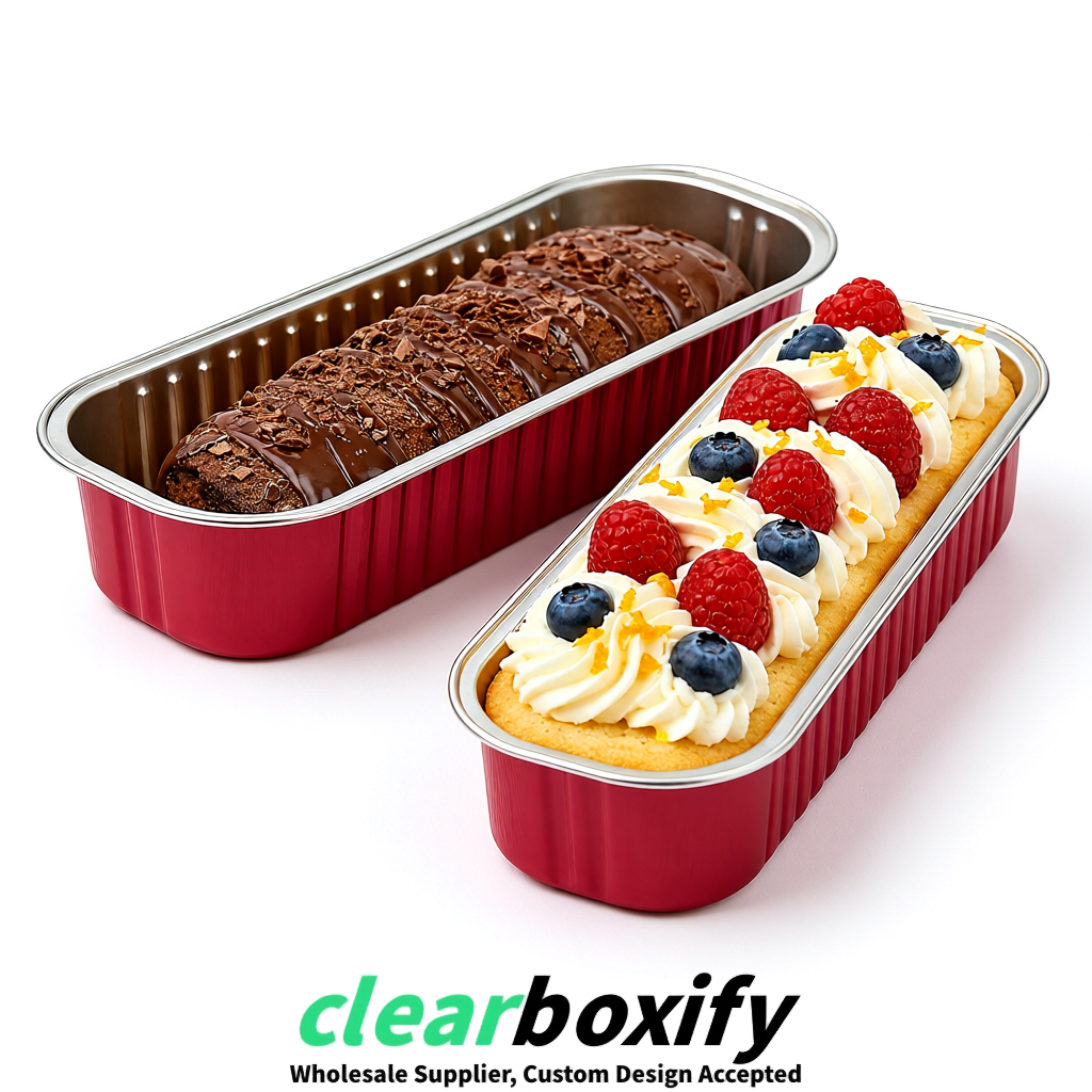 Carmine Mini Loaf Pans with Clear Lids 6.8oz Rectangular Aluminum Foil Baking Pans Supplier