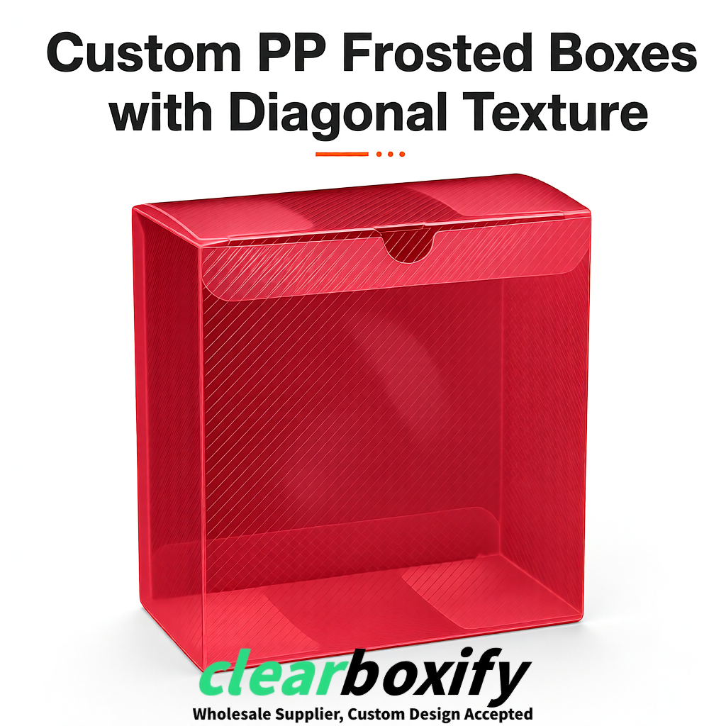 Carmine Matte PP Frosted & Diagonal Texture Boxes with Diagonal Texture