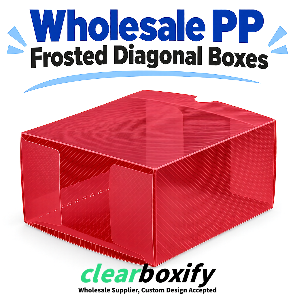 Carmine Matte PP Frosted & Diagonal Texture Boxes with Diagonal Texture