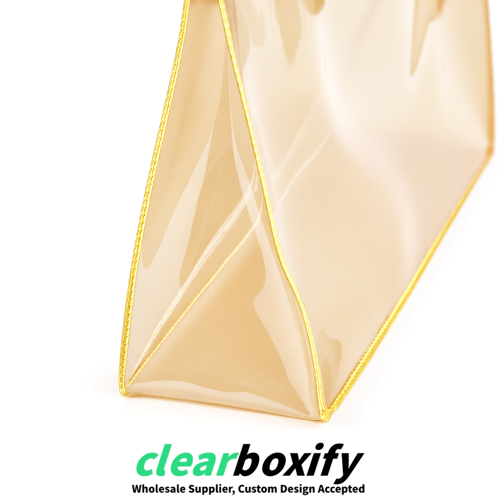 Champagne EVA/PVC Cosmetic Bags | OEM/ODM Clear Zipper Makeup Pouches