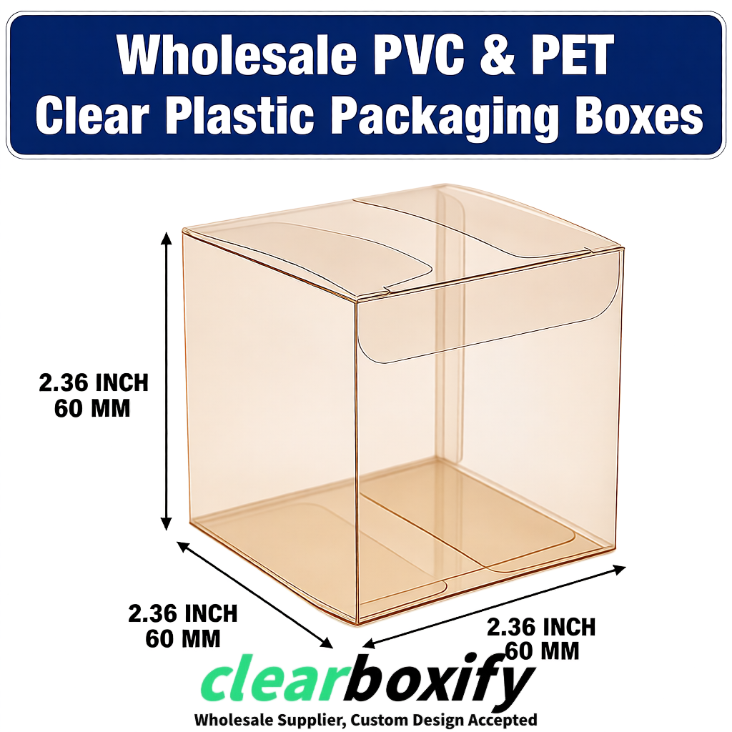 Champagne Wholesale Clear PVC & PET Boxes 50x50x120/150/200mm 60x60x60/120 mm