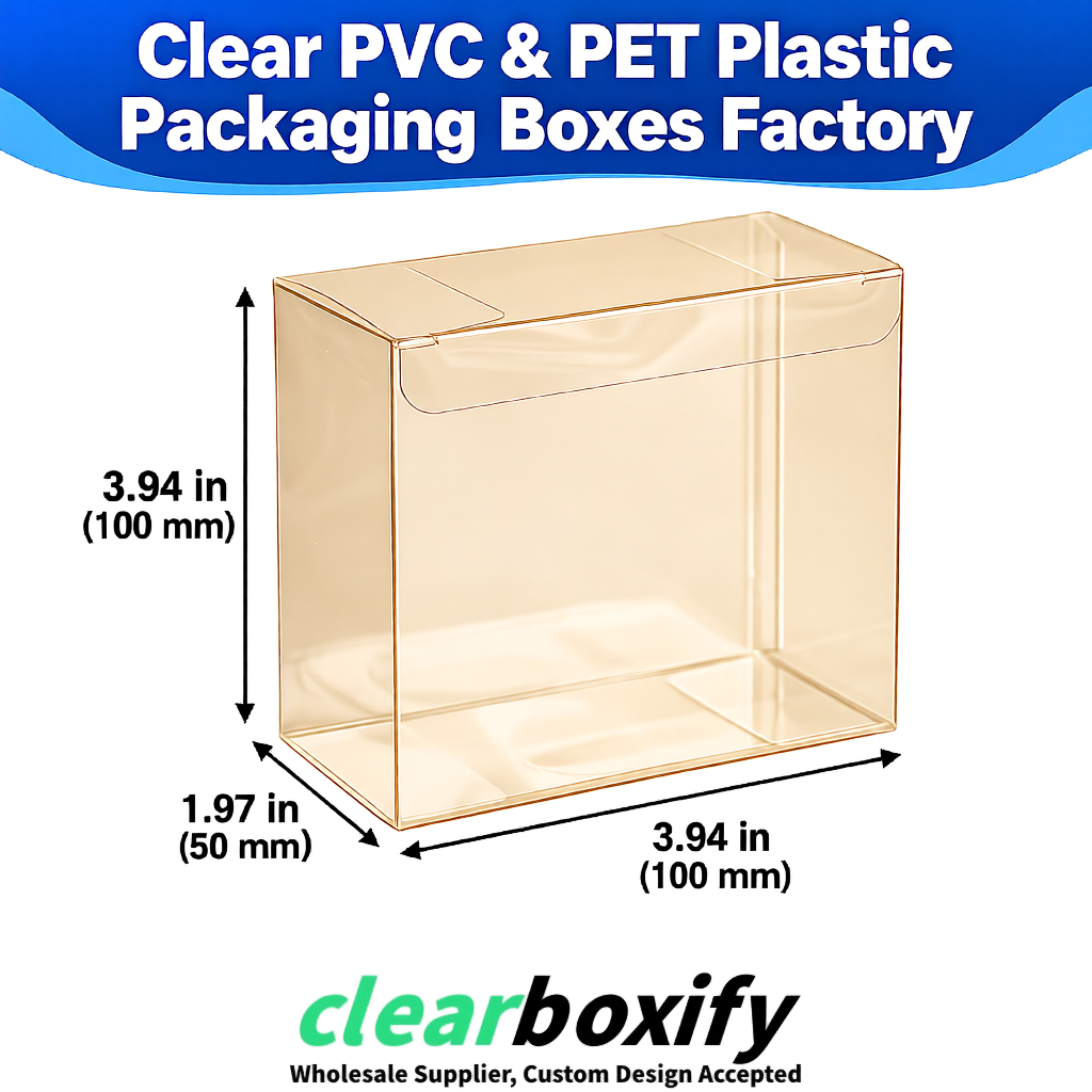 Wholesale Champagne Clear PVC & PET Boxes 90x90x90mm 100x100x30/50/100mm