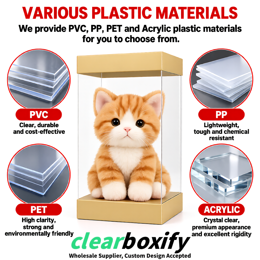 Champagne Clear Toy Display Boxes with White Base & Top | Wholesale Bulk Packaging Champagne Clear Toy Display Boxes with White Base & Top | Wholesale Bulk Packaging