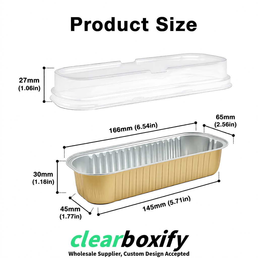 Champagne Mini Loaf Pans with Clear Lids 6.8oz Rectangular Aluminum Foil Baking Pans Supplier