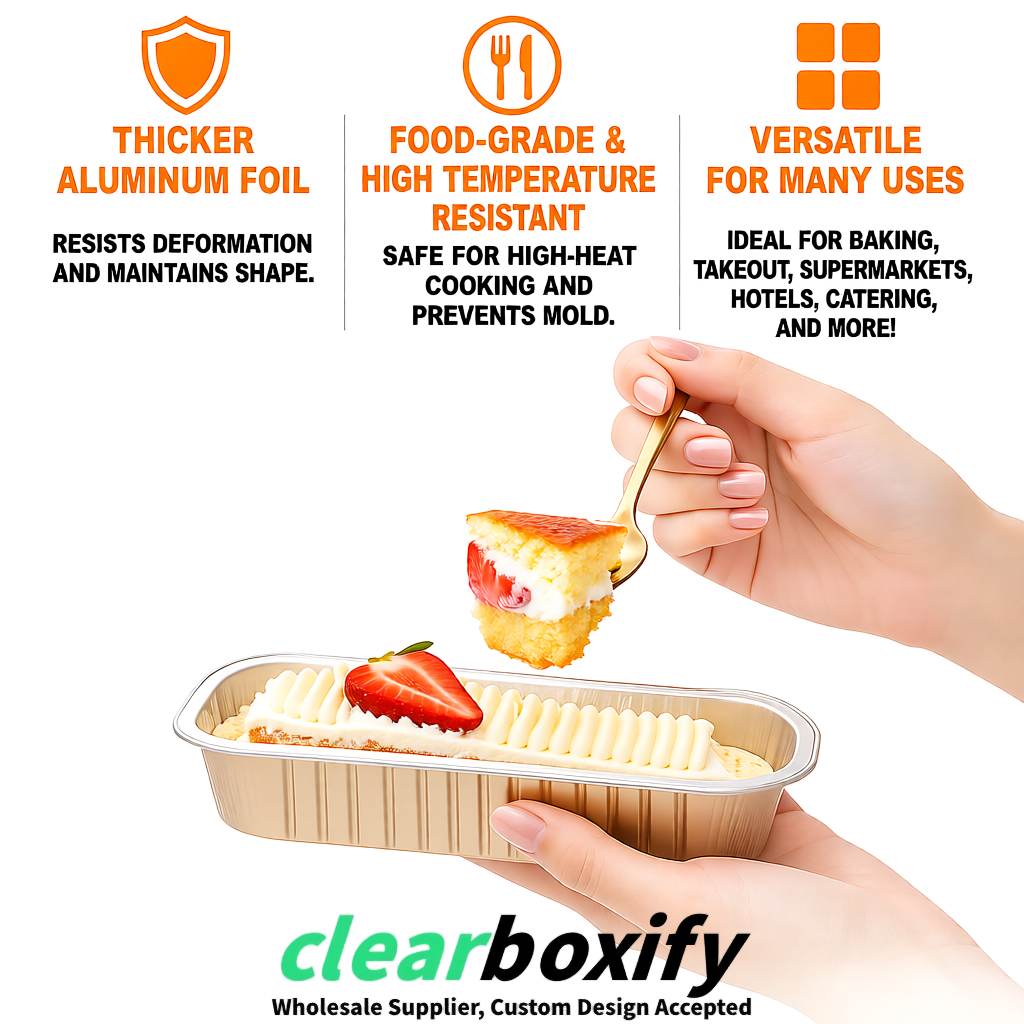 Champagne Mini Loaf Pans with Clear Lids 6.8oz Rectangular Aluminum Foil Baking Pans Supplier