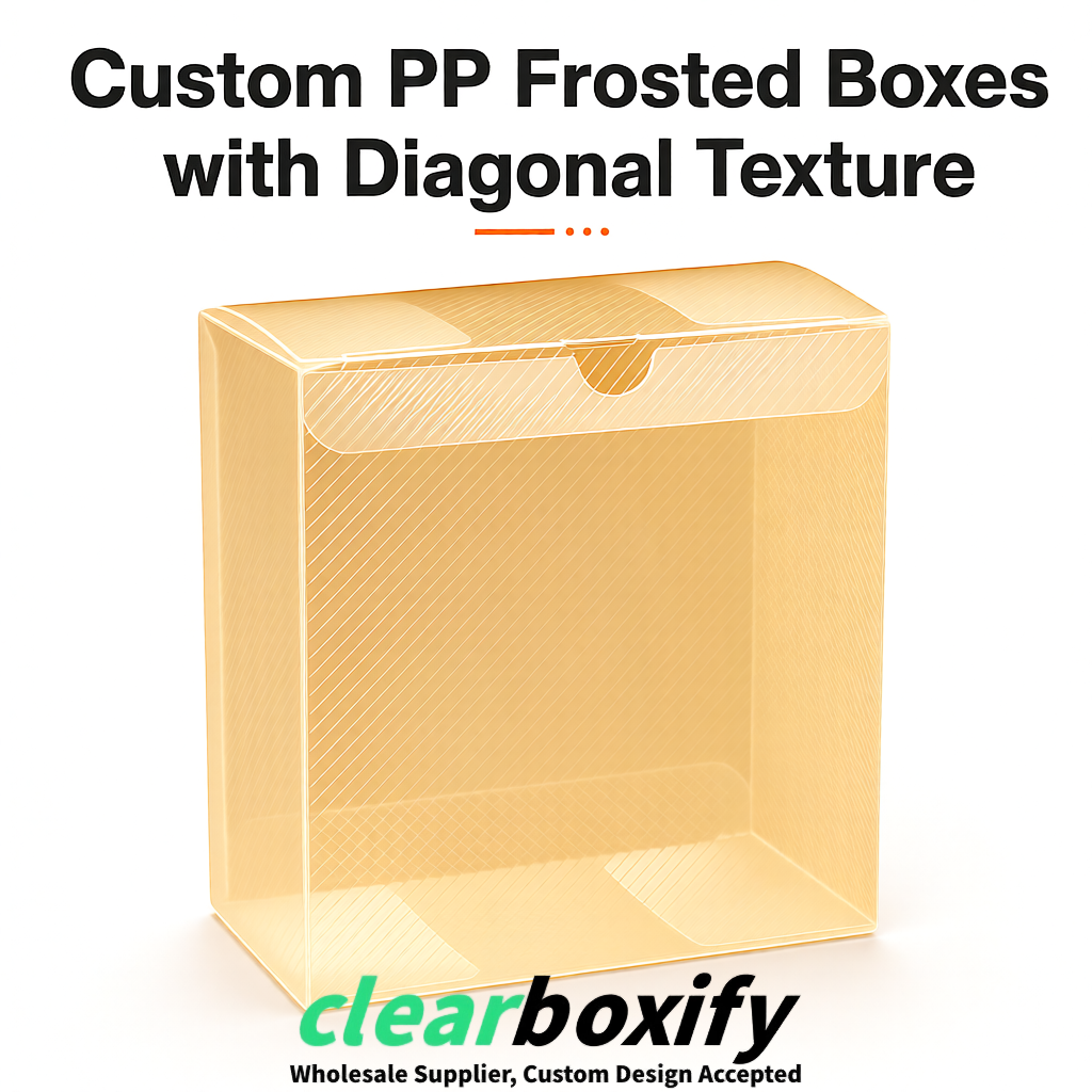 Champagne Matte PP Frosted & Diagonal Texture Boxes with Diagonal Texture