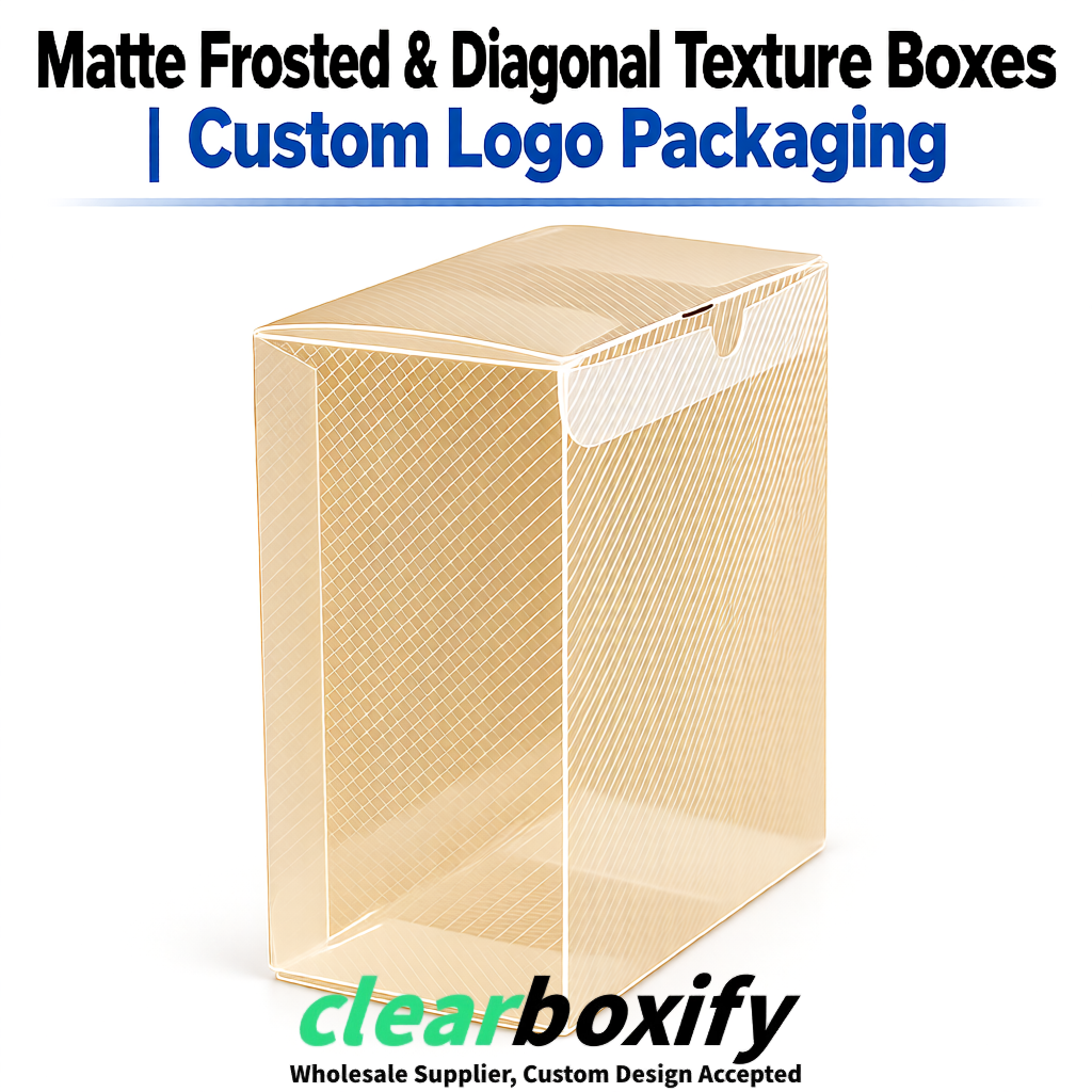 Champagne Matte PP Frosted & Diagonal Texture Boxes with Diagonal Texture