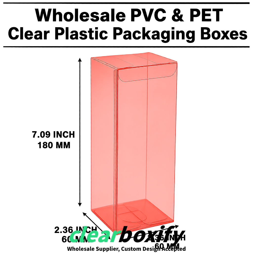 PPWR-Aligned Coral Translucent PVC & PET Boxes 60x60x180mm 76x76x76mm 70x70x70/100/120mm