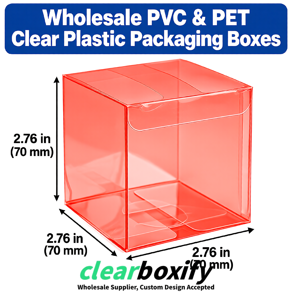 PPWR-Aligned Coral Translucent PVC & PET Boxes 60x60x180mm 76x76x76mm 70x70x70/100/120mm