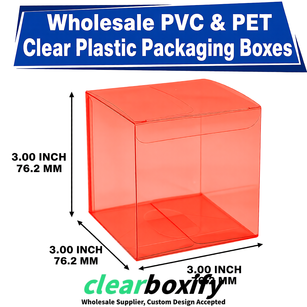 PPWR-Aligned Coral Translucent PVC & PET Boxes 60x60x180mm 76x76x76mm 70x70x70/100/120mm