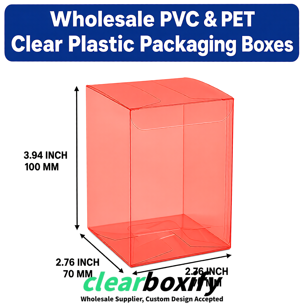 PPWR-Aligned Coral Translucent PVC & PET Boxes 60x60x180mm 76x76x76mm 70x70x70/100/120mm