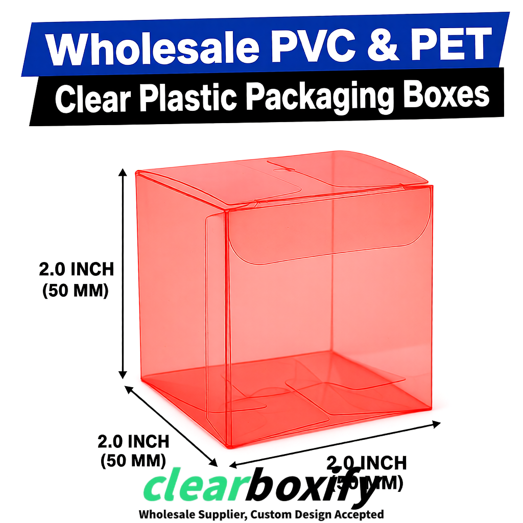 Coral Clear PVC & PET Boxes 38x38x38, 40x40x40, 50x50x50/80mm
