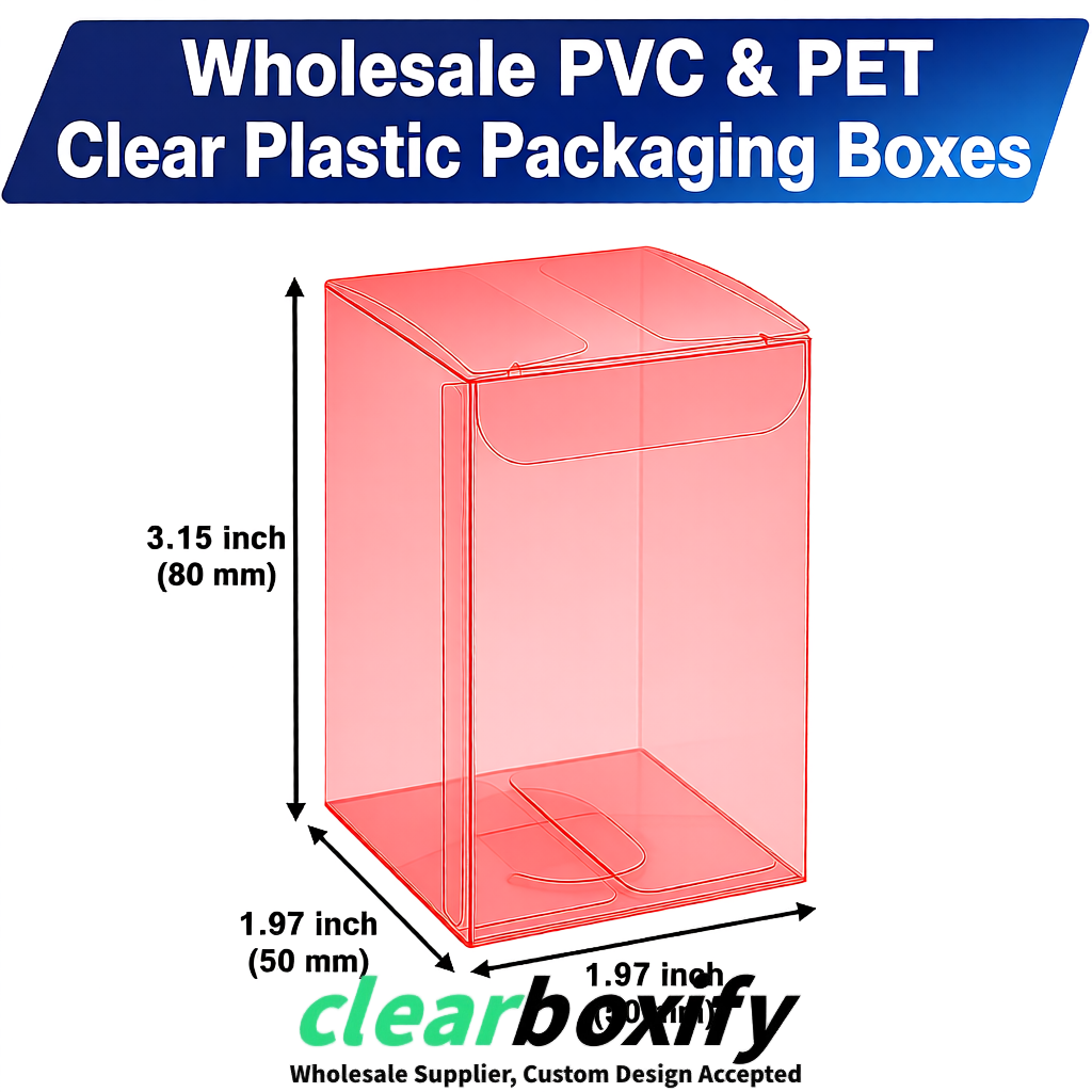 Coral Clear PVC & PET Boxes 38x38x38, 40x40x40, 50x50x50/80mm