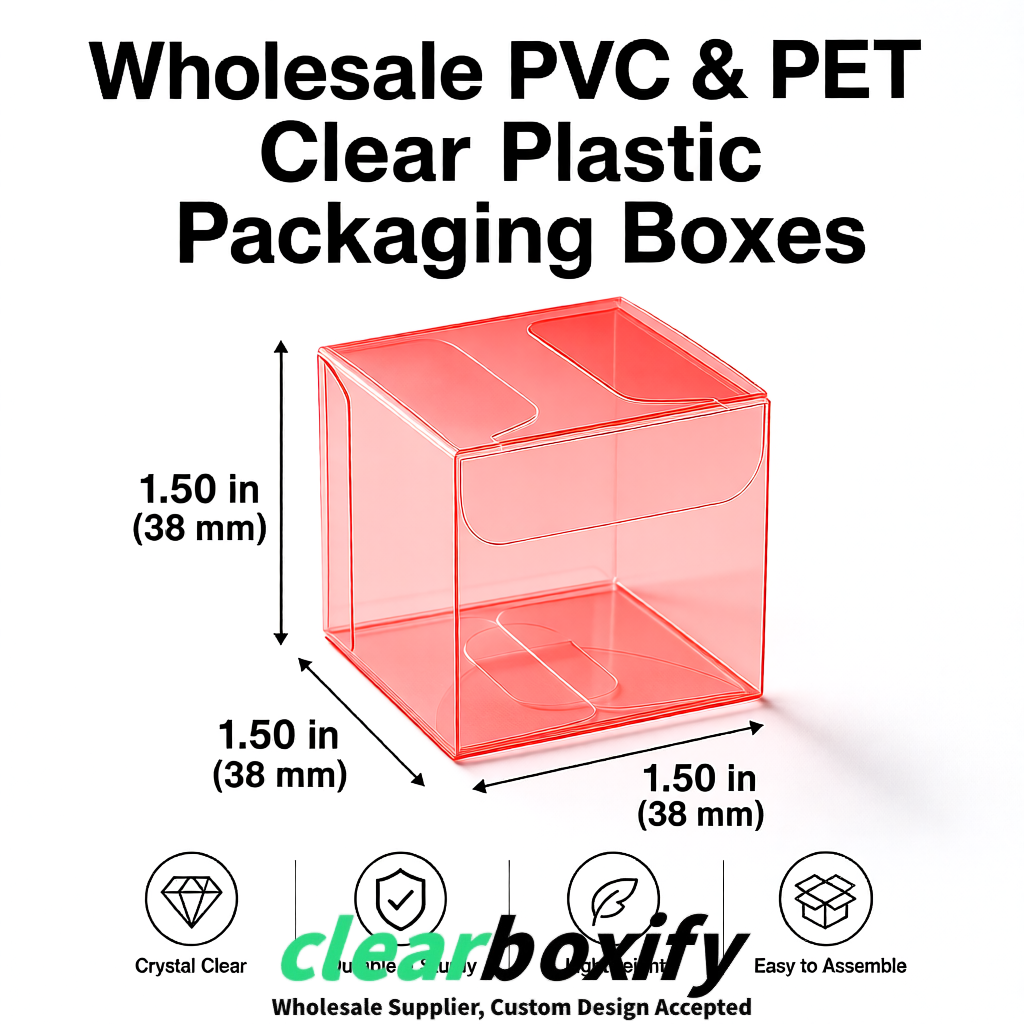 Coral Clear PVC & PET Boxes 38x38x38, 40x40x40, 50x50x50/80mm