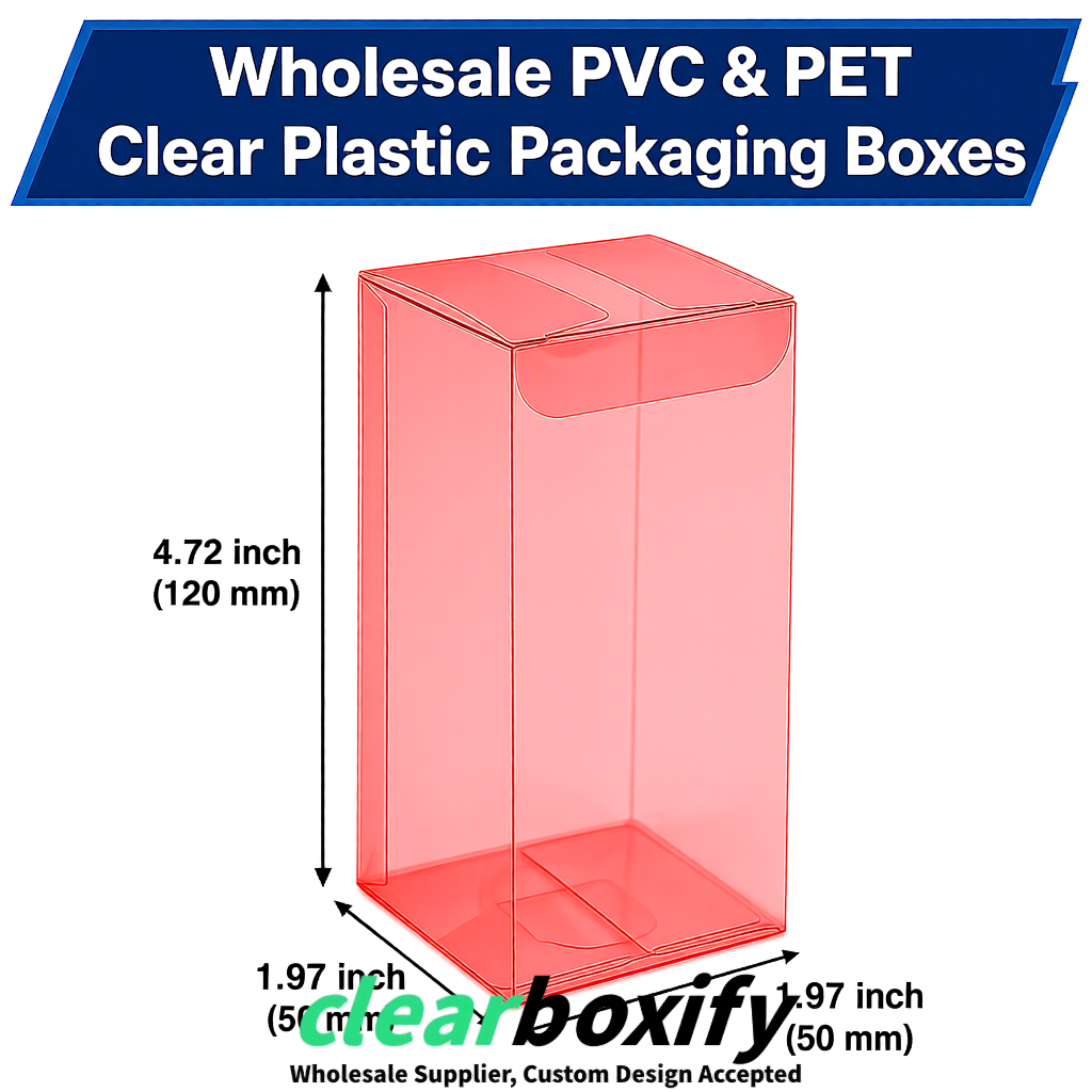 Coral Wholesale Clear PVC & PET Boxes 50x50x120/150/200mm 60x60x60/120 mm
