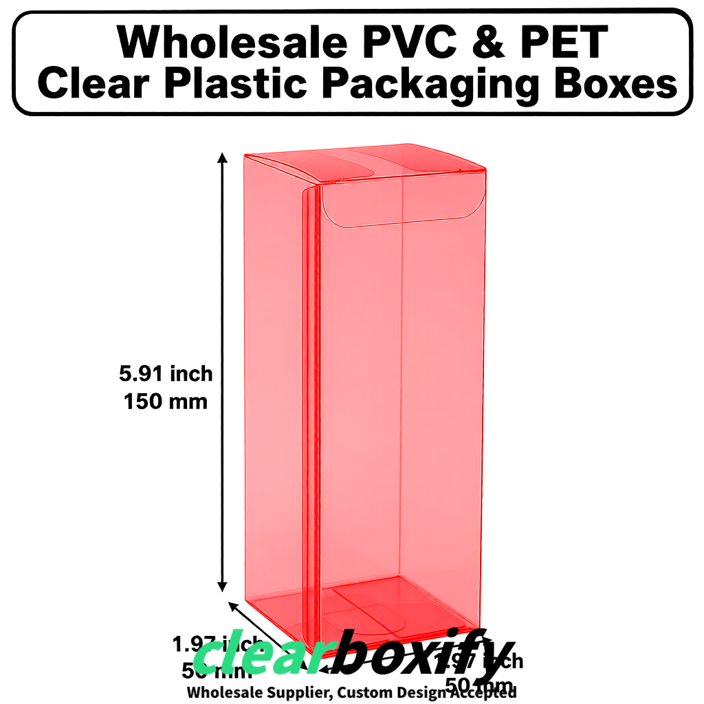 Coral Wholesale Clear PVC & PET Boxes 50x50x120/150/200mm 60x60x60/120 mm