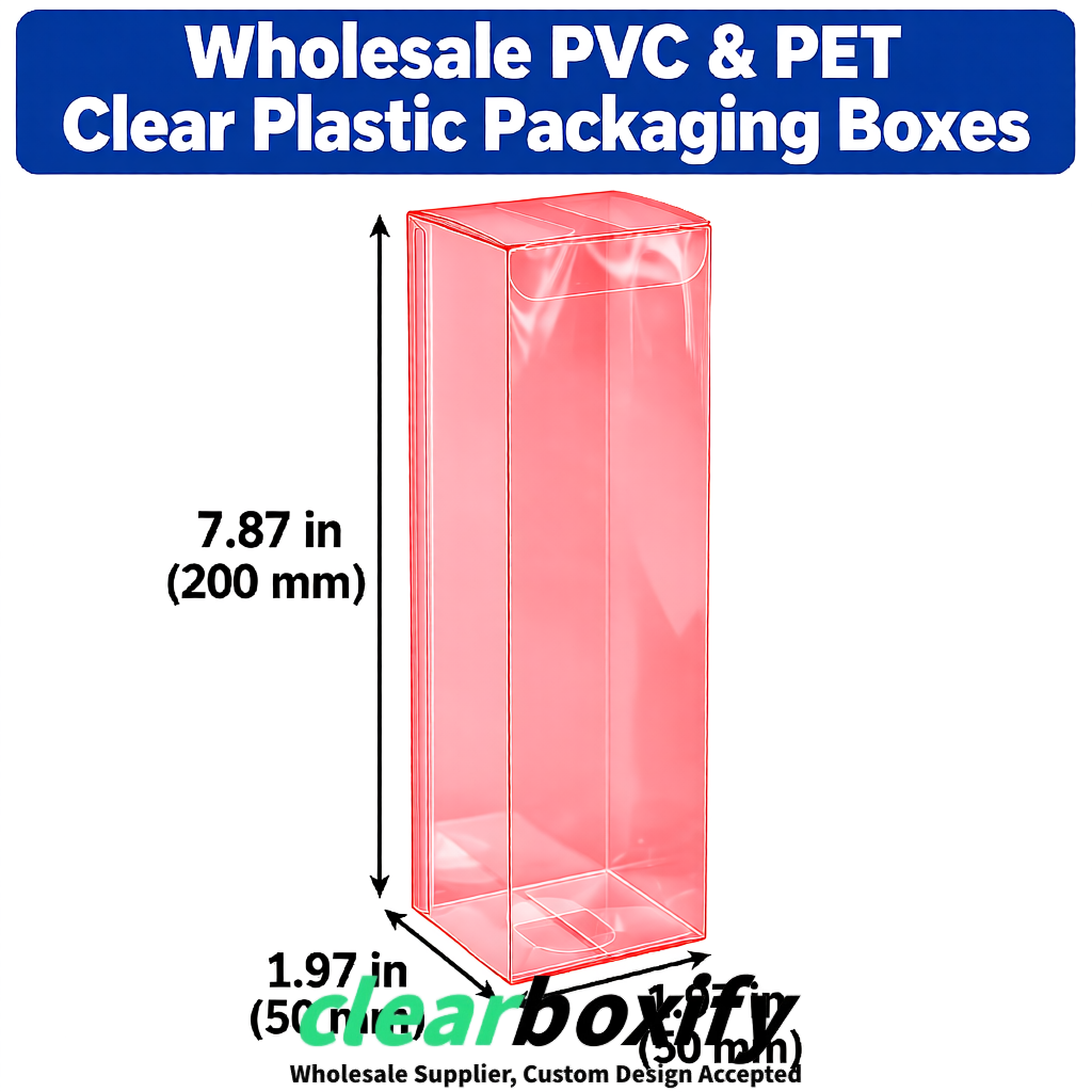 Coral Wholesale Clear PVC & PET Boxes 50x50x120/150/200mm 60x60x60/120 mm