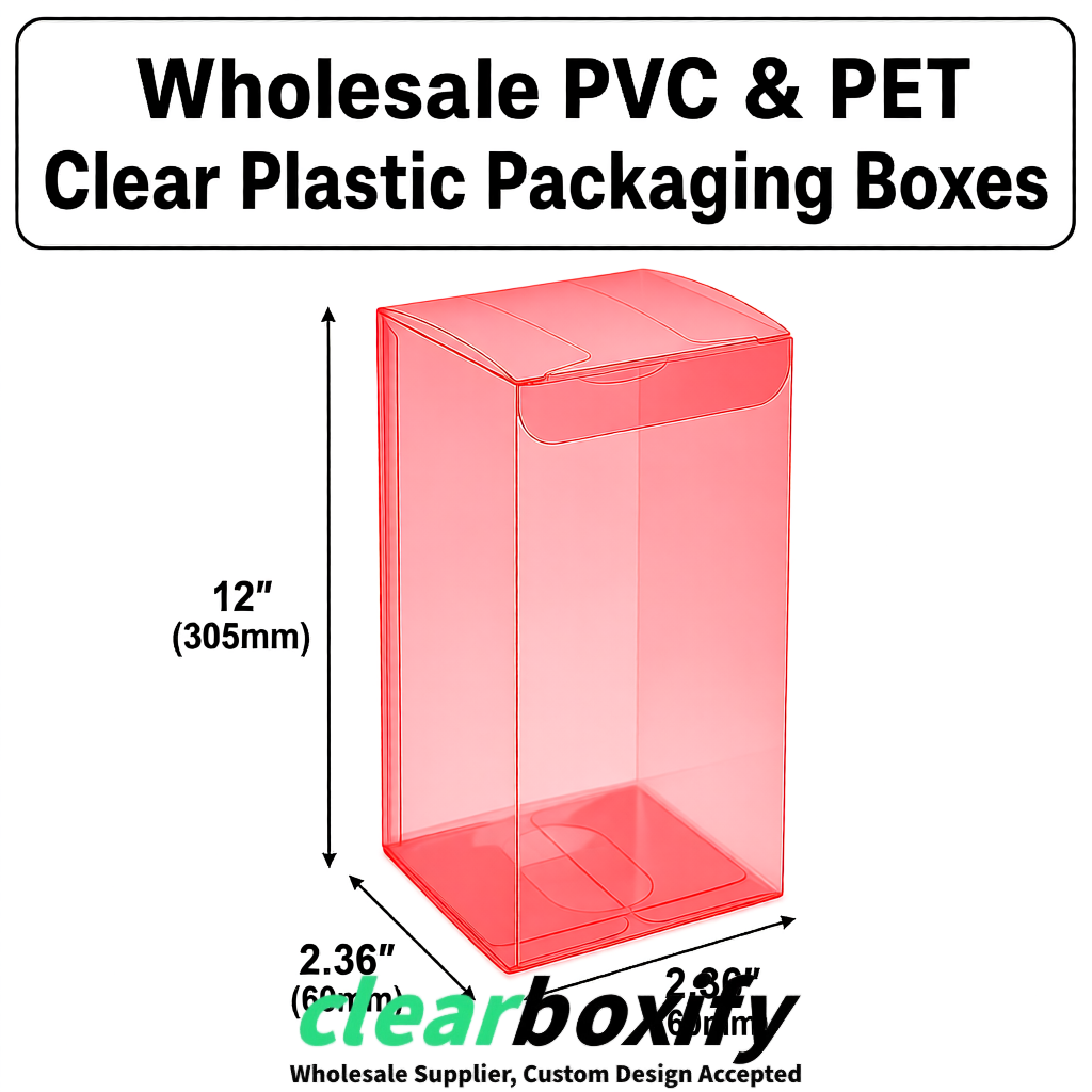 Coral Wholesale Clear PVC & PET Boxes 50x50x120/150/200mm 60x60x60/120 mm