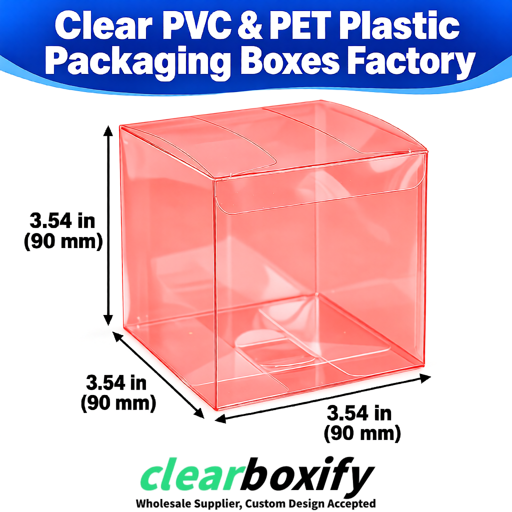 Wholesale Coral Clear PVC & PET Boxes 90x90x90mm 100x100x30/50/100mm
