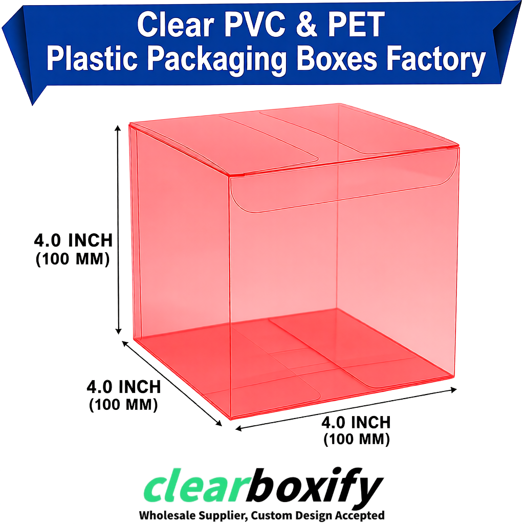 Wholesale Coral Clear PVC & PET Boxes 90x90x90mm 100x100x30/50/100mm