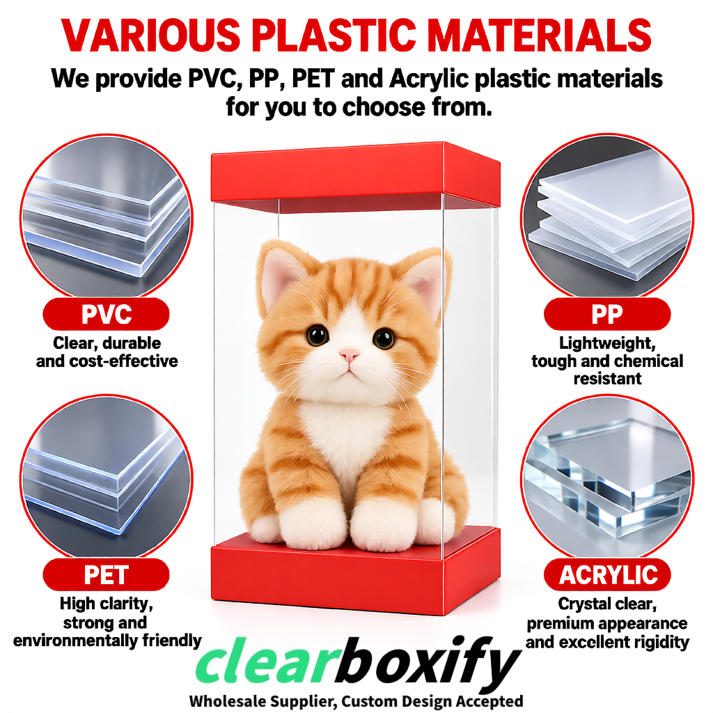 Coral Clear Toy Display Boxes with White Base & Top | Wholesale Bulk Packaging