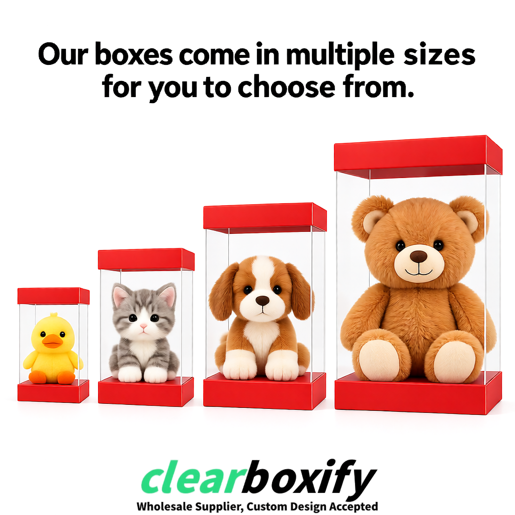 Coral Clear Toy Display Boxes with White Base & Top | Wholesale Bulk Packaging