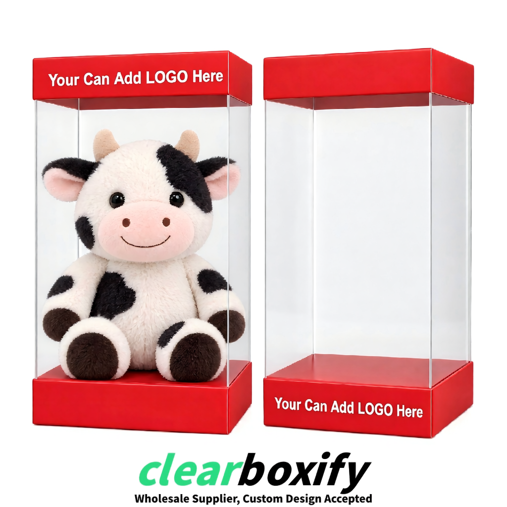 Coral Clear Toy Display Boxes with White Base & Top | Wholesale Bulk Packaging
