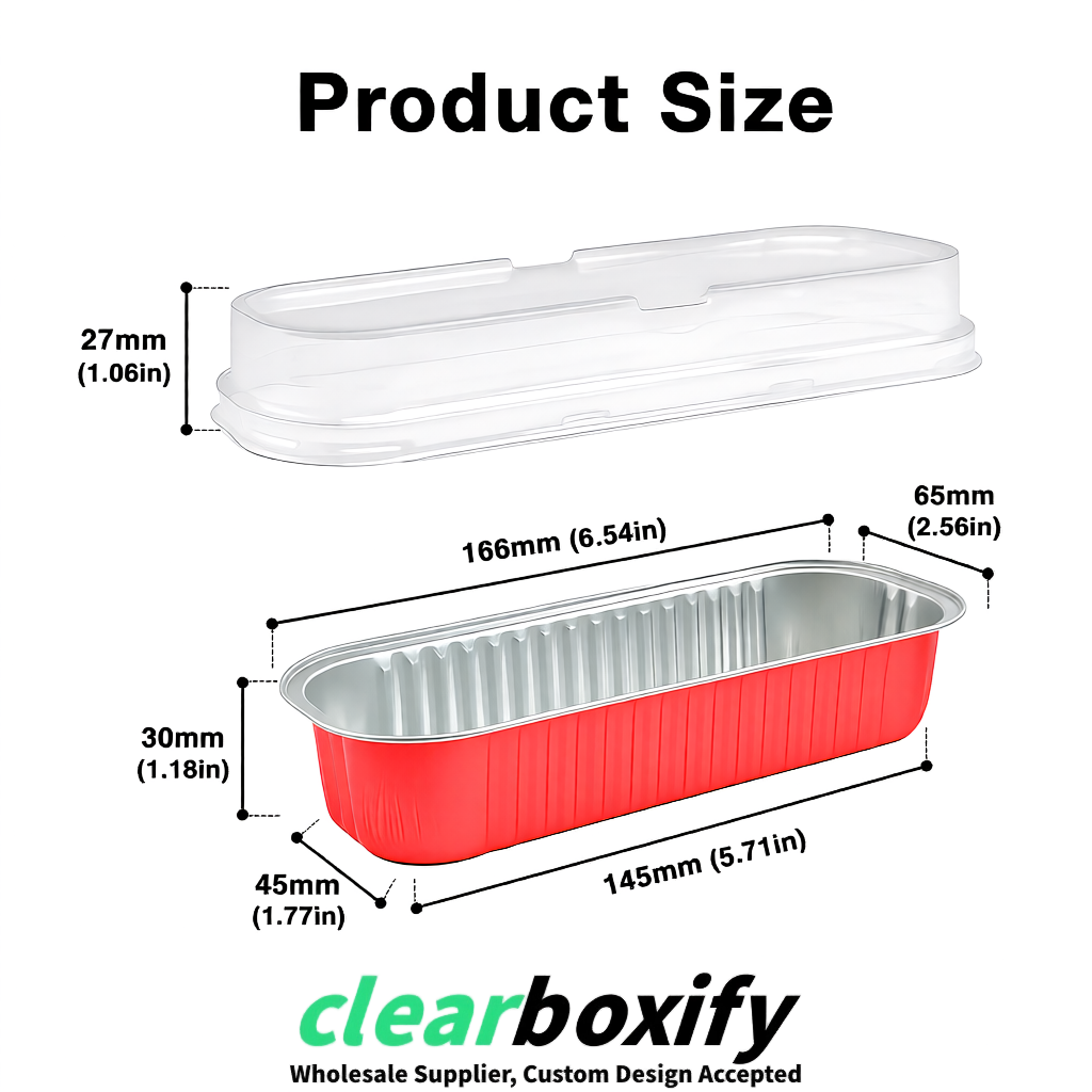 Coral Mini Loaf Pans with Clear Lids 6.8oz Rectangular Aluminum Foil Baking Pans Supplier