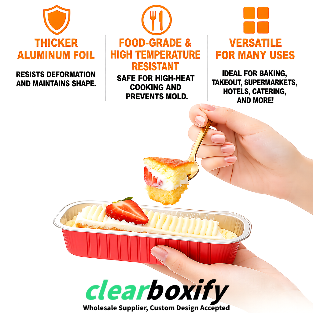 Coral Mini Loaf Pans with Clear Lids 6.8oz Rectangular Aluminum Foil Baking Pans Supplier