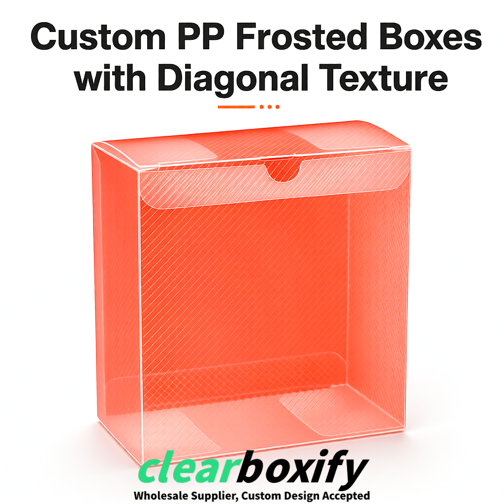 Coral Matte PP Frosted & Diagonal Texture Boxes with Diagonal Texture