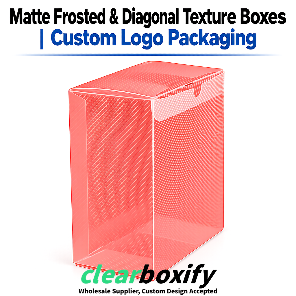 Coral Matte PP Frosted & Diagonal Texture Boxes with Diagonal Texture