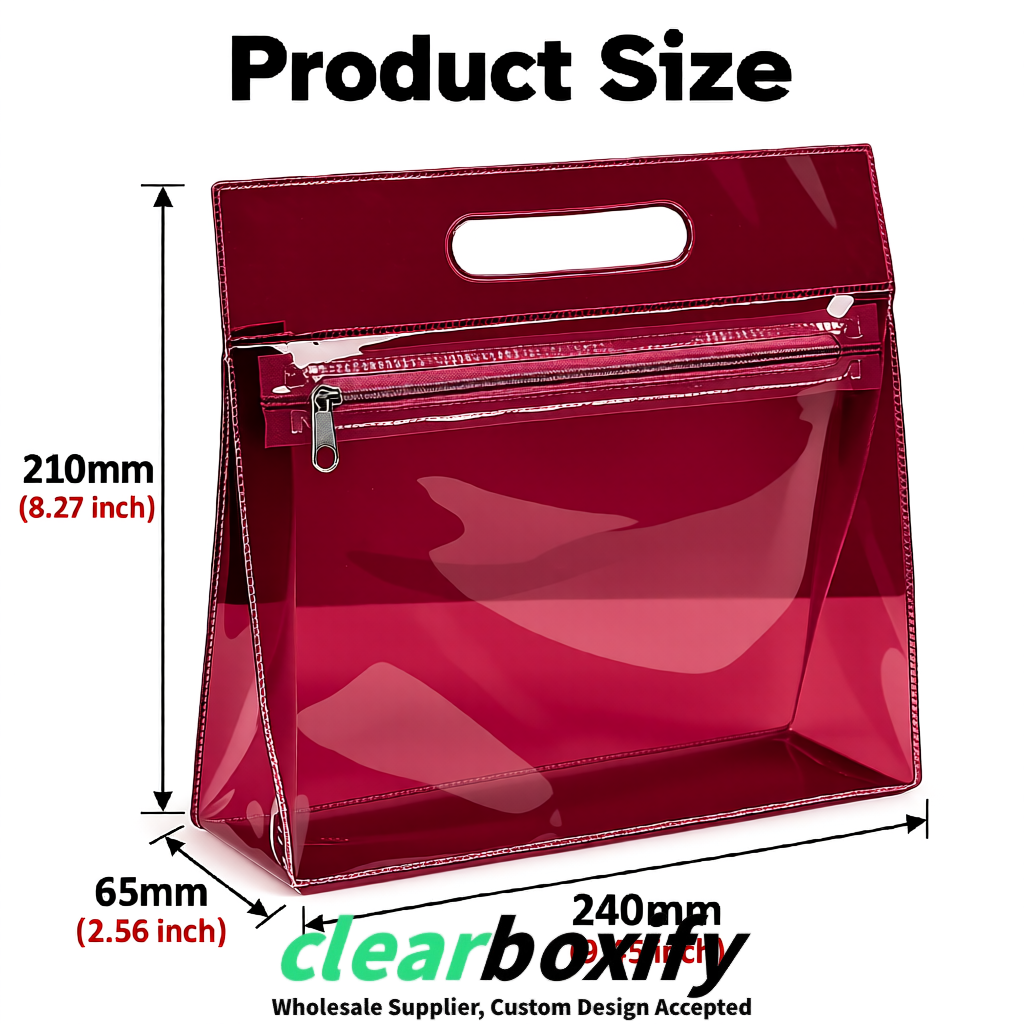 Crimson EVA/PVC Cosmetic Bags | OEM/ODM Clear Zipper Makeup Pouches
