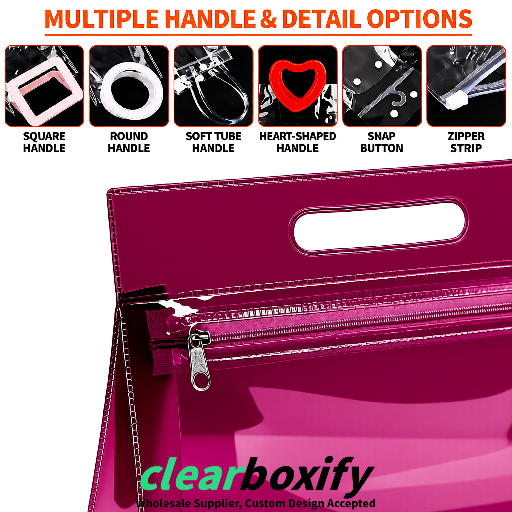 Crimson EVA/PVC Cosmetic Bags | OEM/ODM Clear Zipper Makeup Pouches