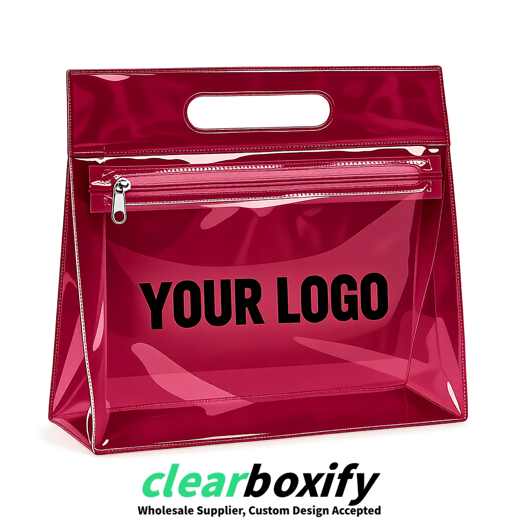 Crimson EVA/PVC Cosmetic Bags | OEM/ODM Clear Zipper Makeup Pouches
