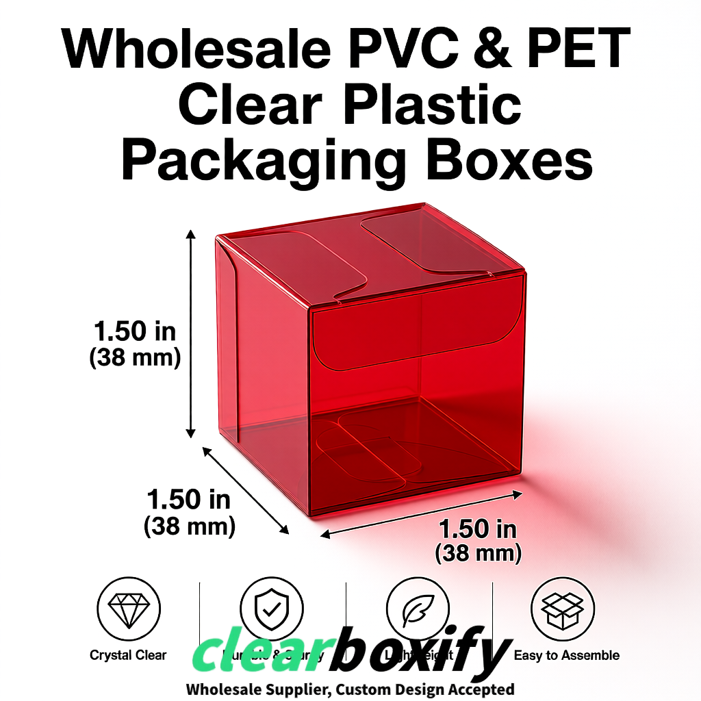 Crimson Clear PVC & PET Boxes 38x38x38, 40x40x40, 50x50x50/80mm Crimson Clear PVC & PET Boxes 38x38x38, 40x40x40, 50x50x50/80mm