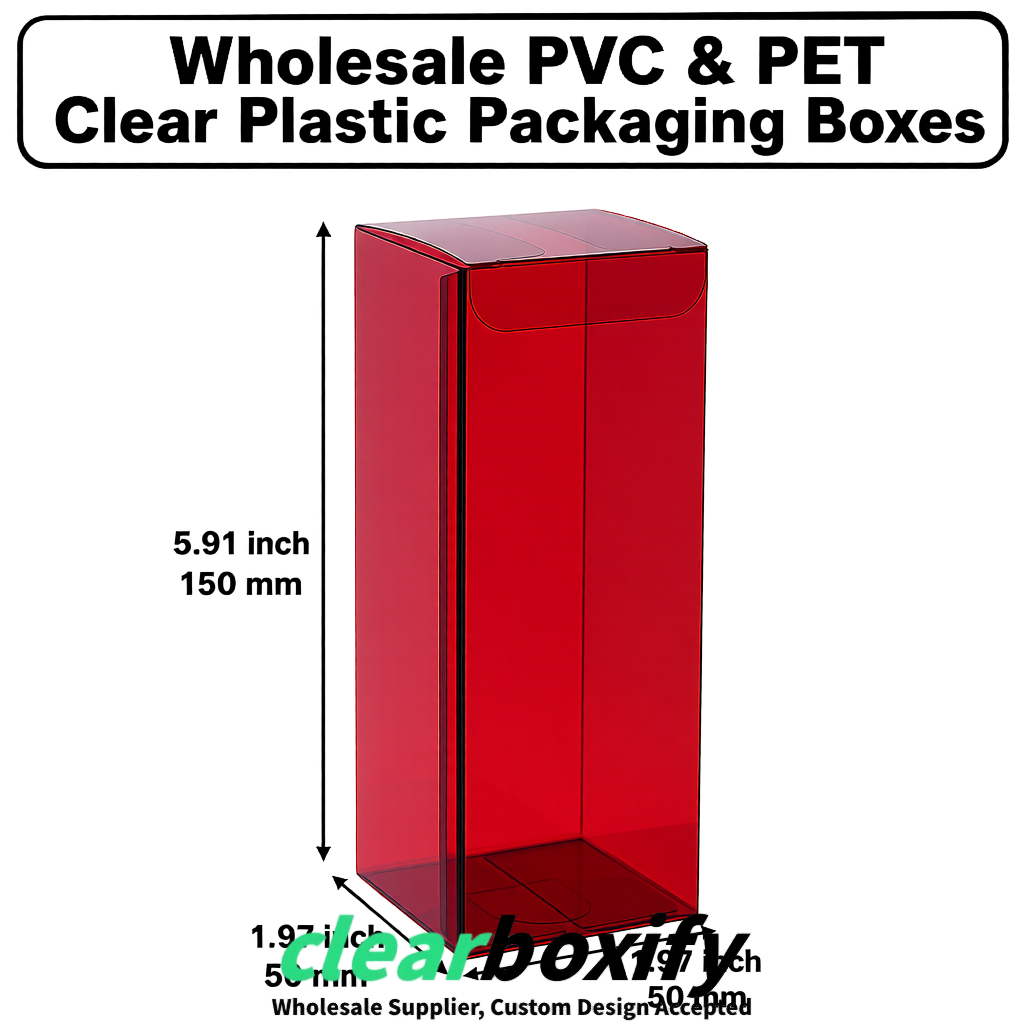 Crimson Wholesale Clear PVC & PET Boxes 50x50x120/150/200mm 60x60x60/120 mm