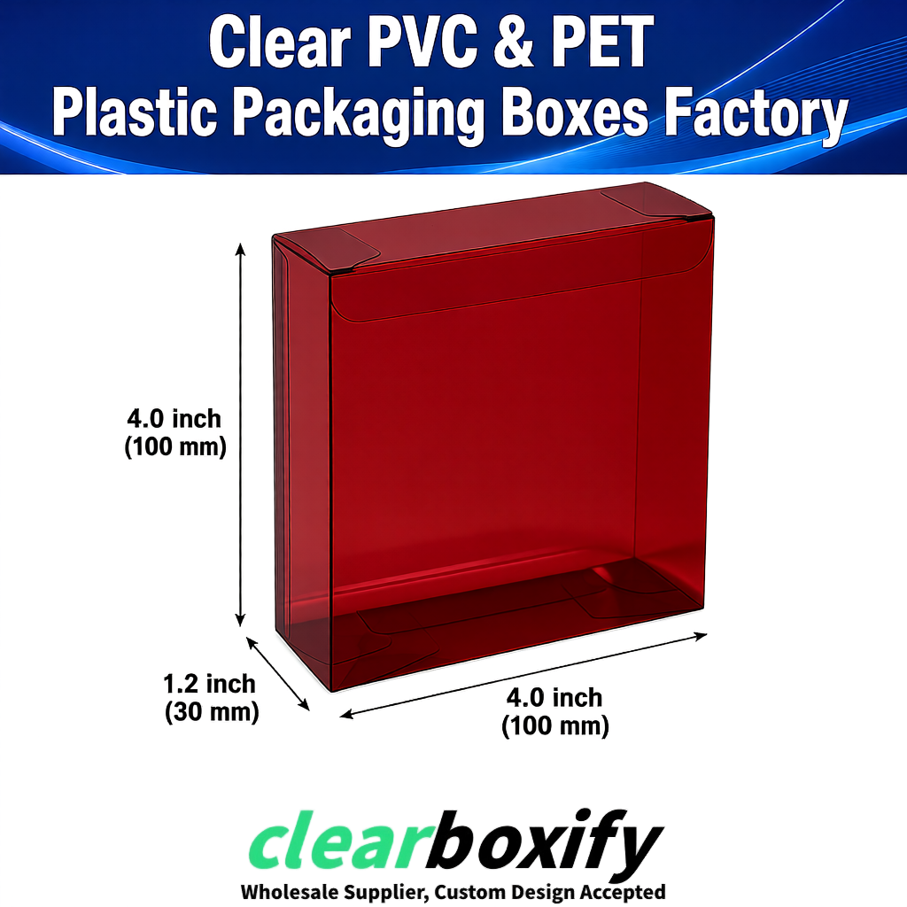 Wholesale Crimson Clear PVC & PET Boxes 90x90x90mm 100x100x30/50/100mm