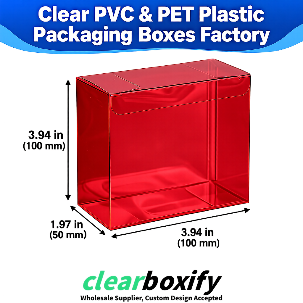 Wholesale Crimson Clear PVC & PET Boxes 90x90x90mm 100x100x30/50/100mm