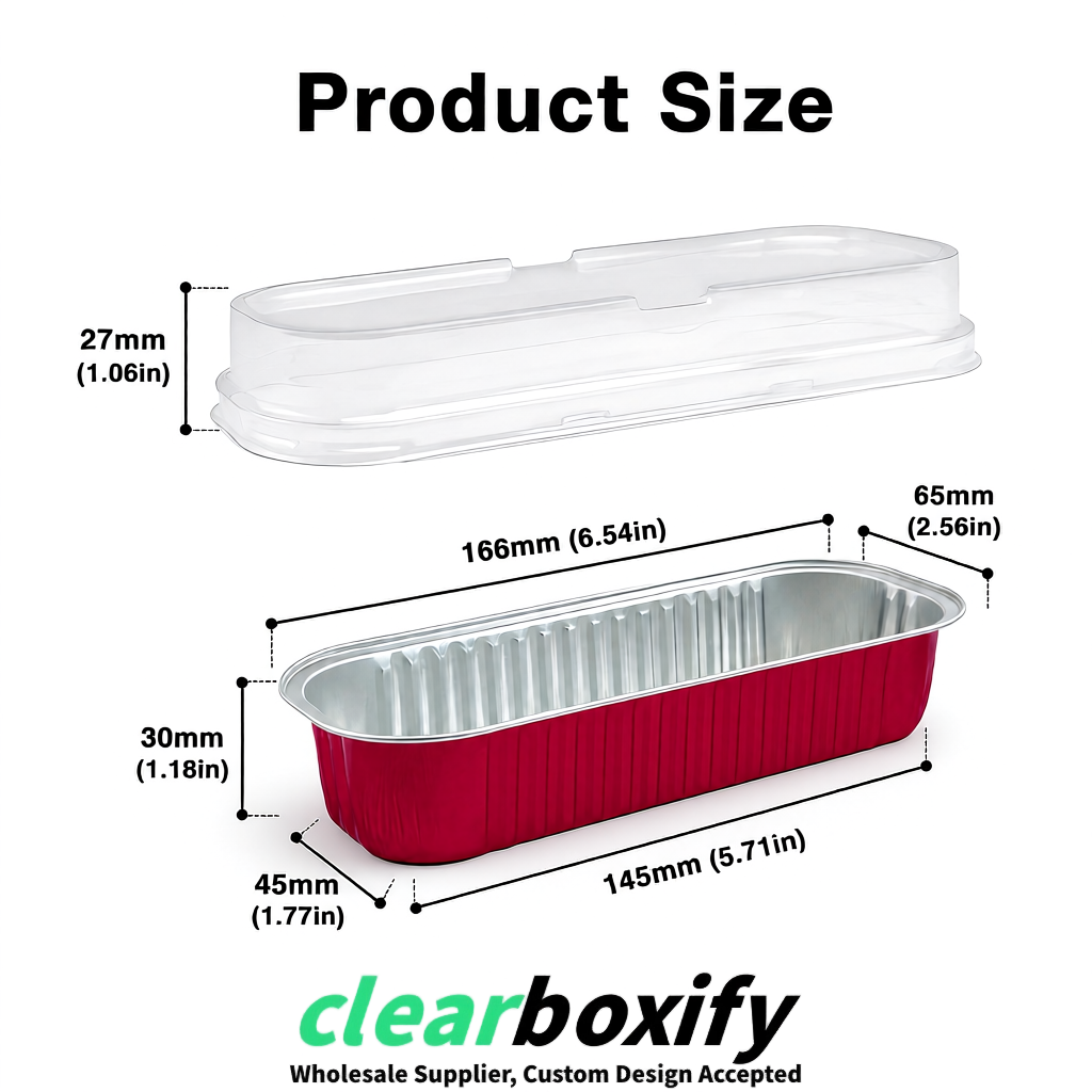 Crimson Mini Loaf Pans with Clear Lids 6.8oz Rectangular Aluminum Foil Baking Pans Supplier