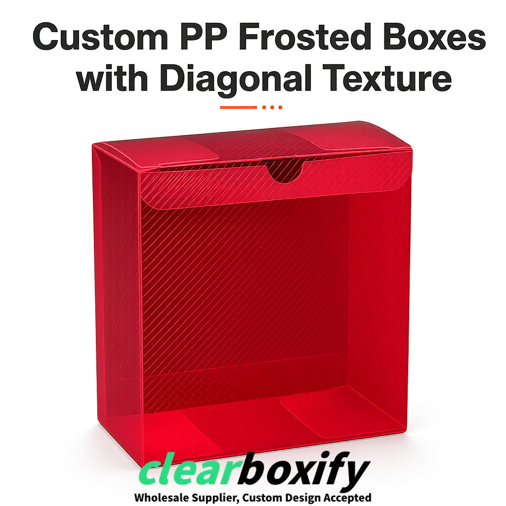 Crimson Matte PP Frosted & Diagonal Texture Boxes with Diagonal Texture
