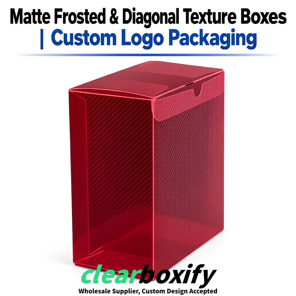 Crimson Matte PP Frosted & Diagonal Texture Boxes with Diagonal Texture