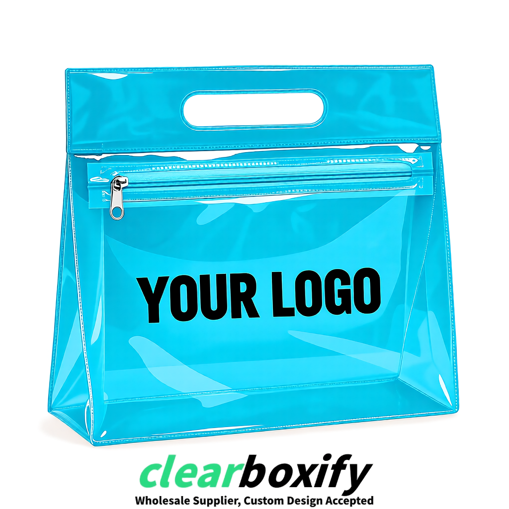 Cyan EVA/PVC Cosmetic Bags | OEM/ODM Clear Zipper Makeup Pouches