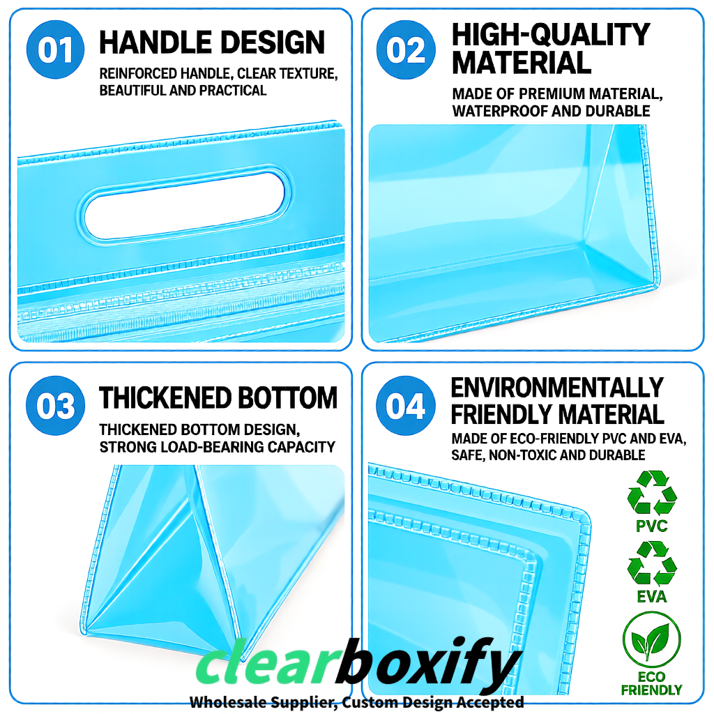 Cyan EVA/PVC Cosmetic Bags | OEM/ODM Clear Zipper Makeup Pouches Cyan EVA/PVC Cosmetic Bags | OEM/ODM Clear Zipper Makeup Pouches